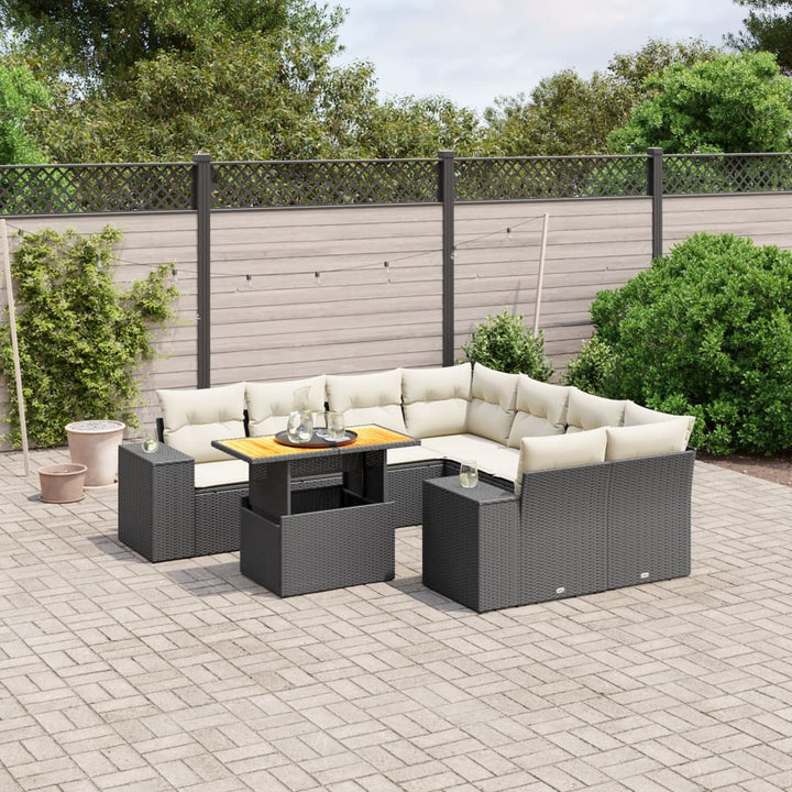 Set Mobilier De Grădină Cu Perne, 9 Piese, , Poliratan