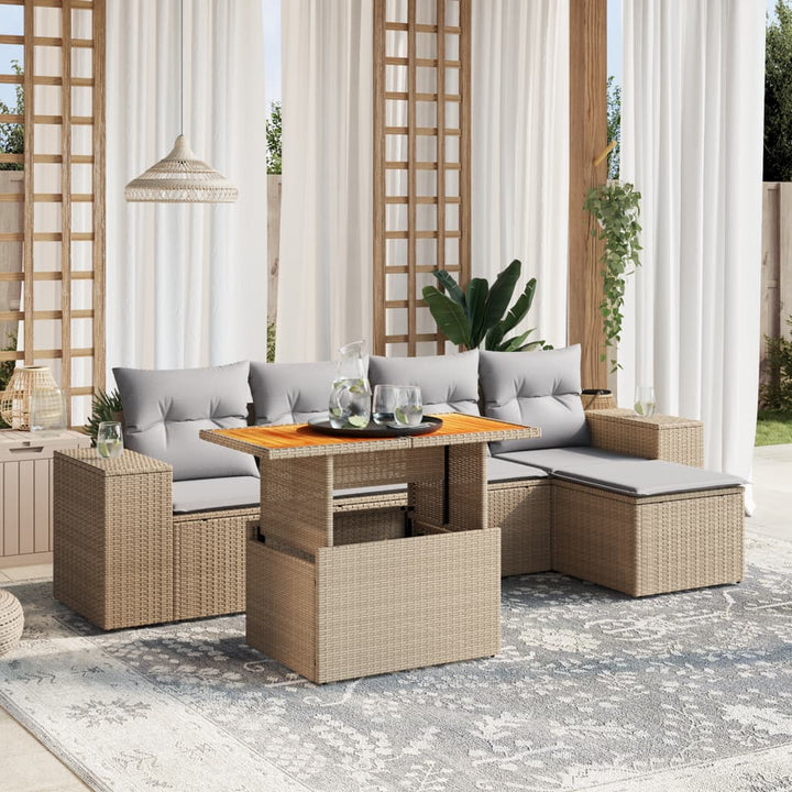 Set Mobilier De Grădină Cu Perne, 6 Piese, Negru, Poliratan