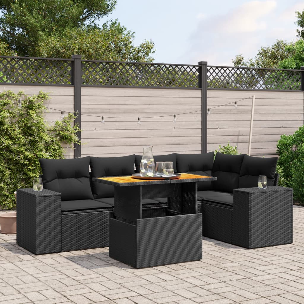 Set Mobilier De Grădină Cu Perne, 6 Piese, , Poliratan