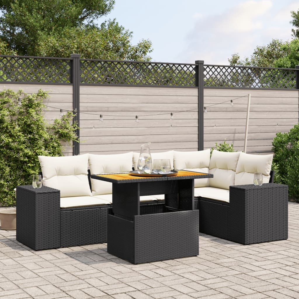 Set Mobilier De Grădină Cu Perne, 6 Piese, , Poliratan