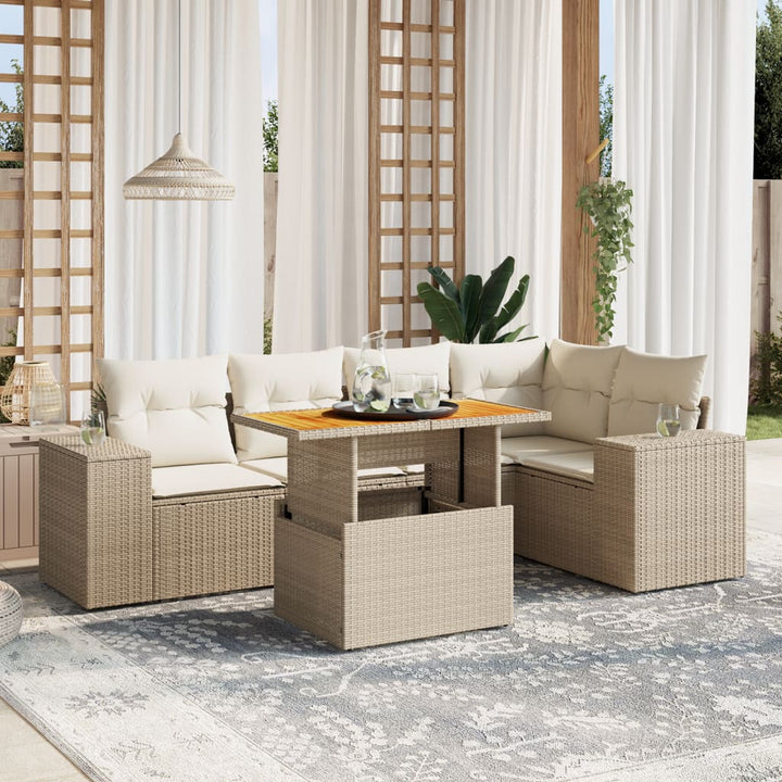 Set Mobilier De Grădină Cu Perne, 6 Piese, , Poliratan