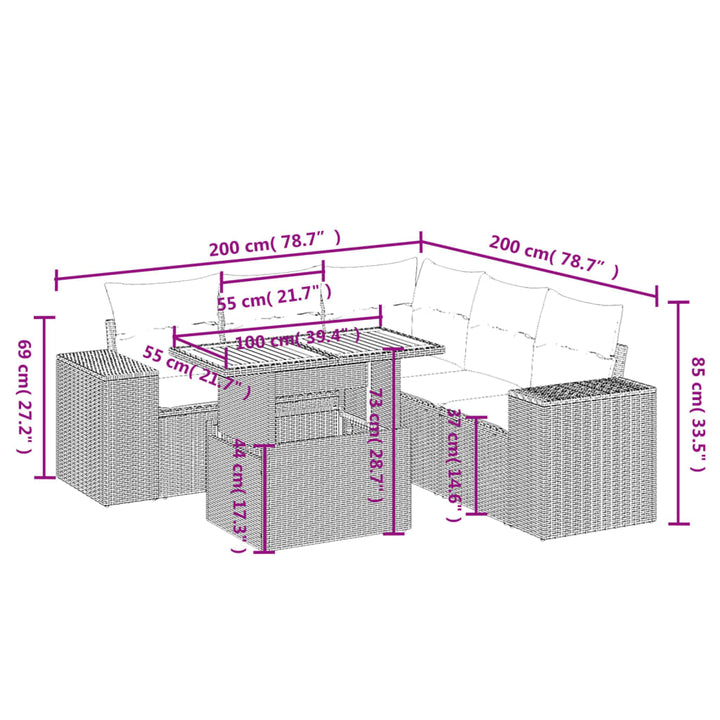 Set Mobilier De Grădină Cu Perne, 6 Piese, , Poliratan