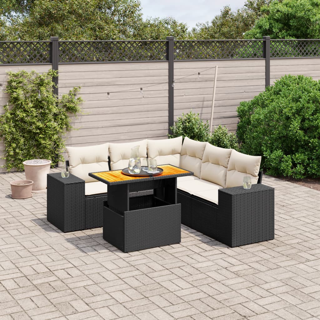 Set Mobilier De Grădină Cu Perne, 6 Piese, , Poliratan