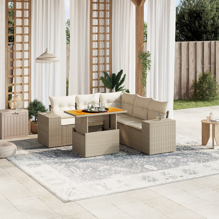 Set Mobilier De Grădină Cu Perne, 6 Piese, , Poliratan