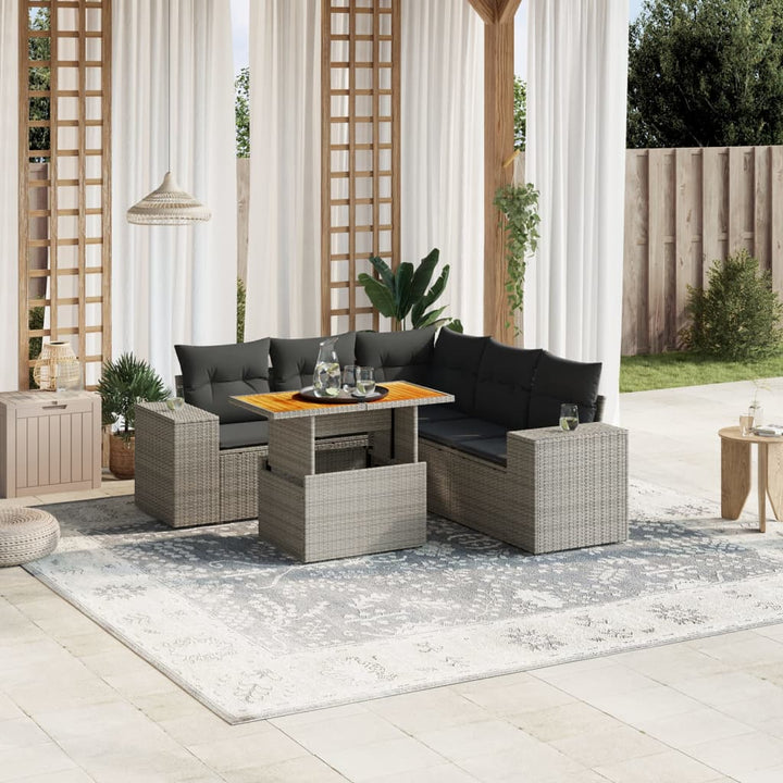 Set Mobilier De Grădină Cu Perne, 6 Piese, , Poliratan