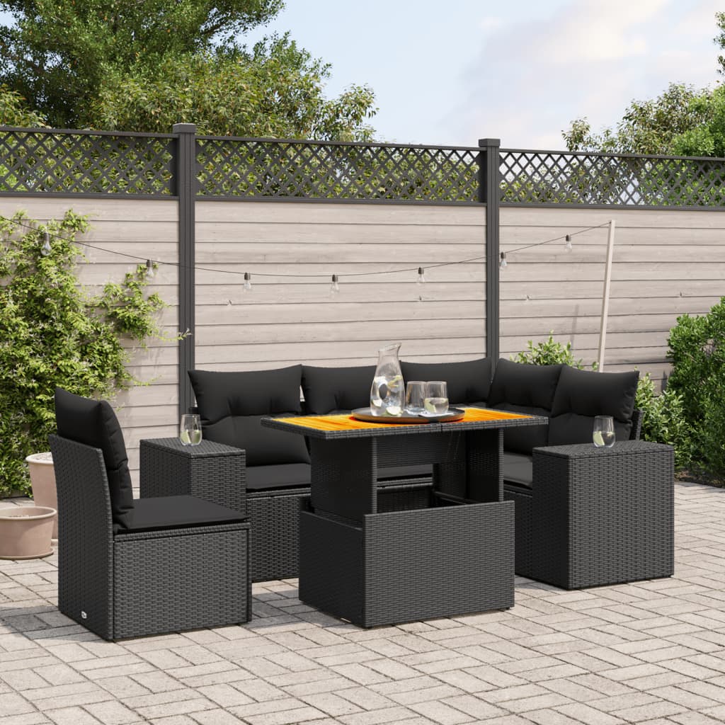 Set Mobilier De Grădină Cu Perne, 6 Piese, , Poliratan