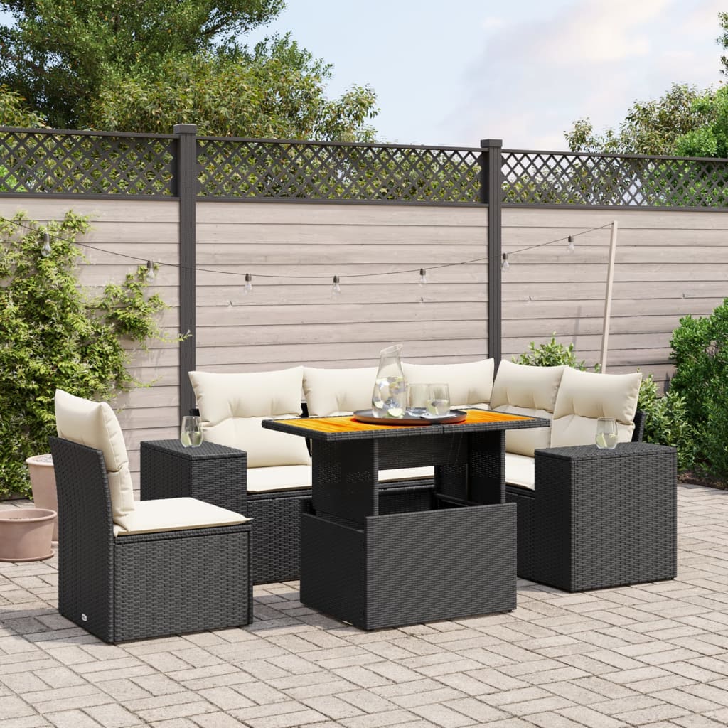 Set Mobilier De Grădină Cu Perne, 6 Piese, , Poliratan