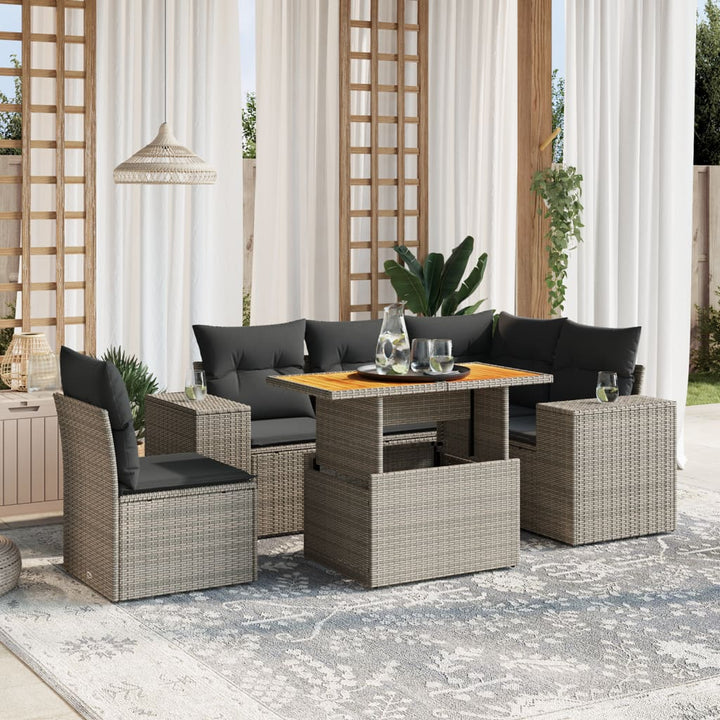 Set Mobilier De Grădină Cu Perne, 6 Piese, , Poliratan