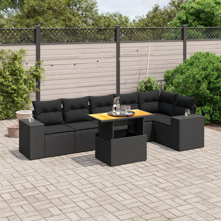 Set Canapele De Grădină Cu Perne, 7 Piese, , Poliratan