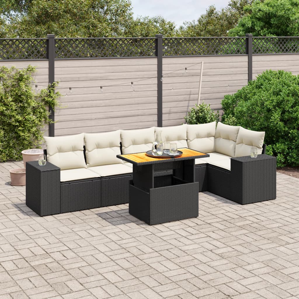 Set Canapele De Grădină Cu Perne, 7 Piese, , Poliratan