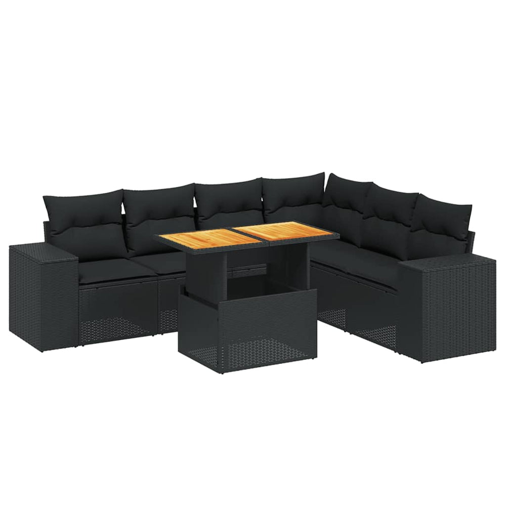 Set Canapele De Grădină Cu Perne, 7 Piese, , Poliratan