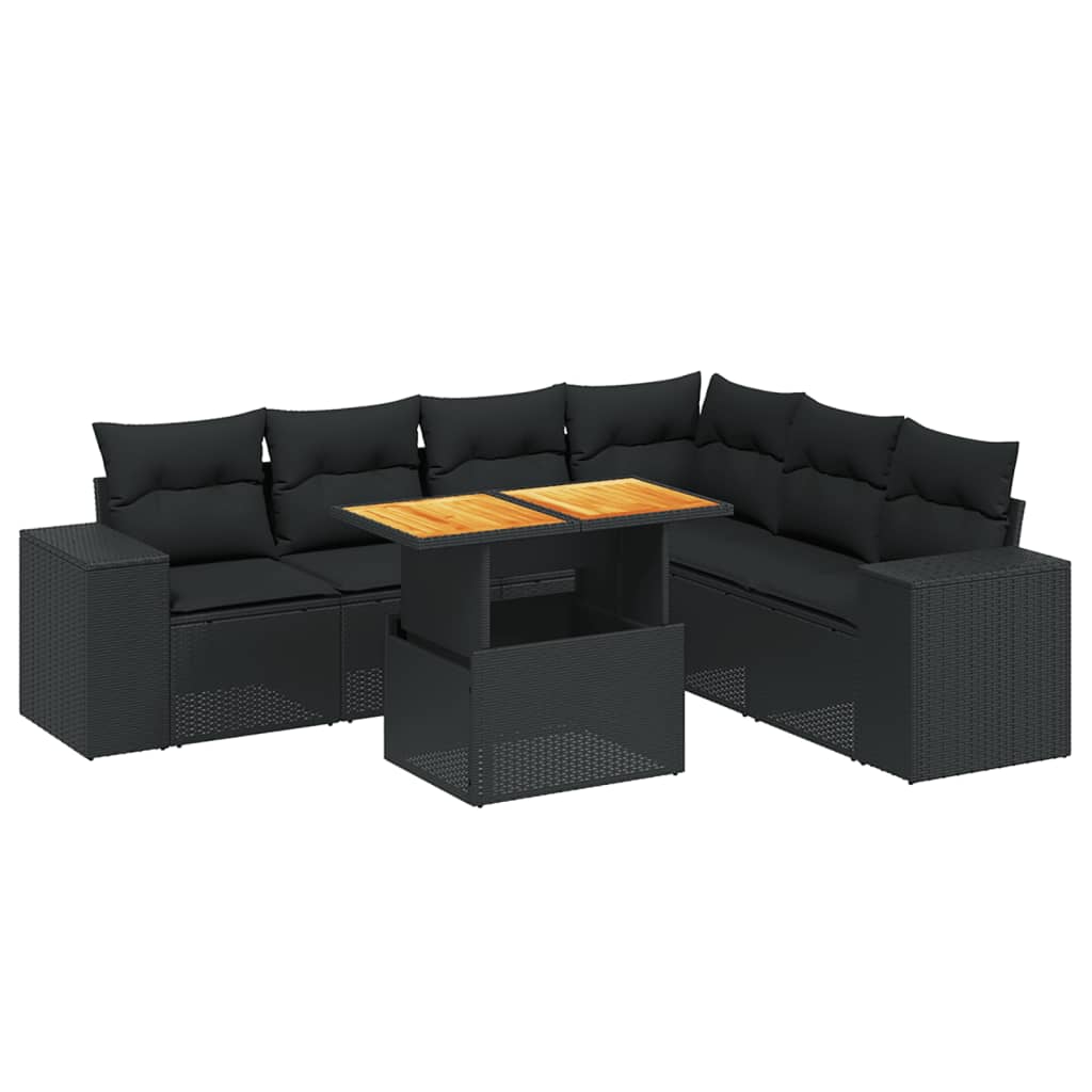 Set Canapele De Grădină Cu Perne, 7 Piese, , Poliratan