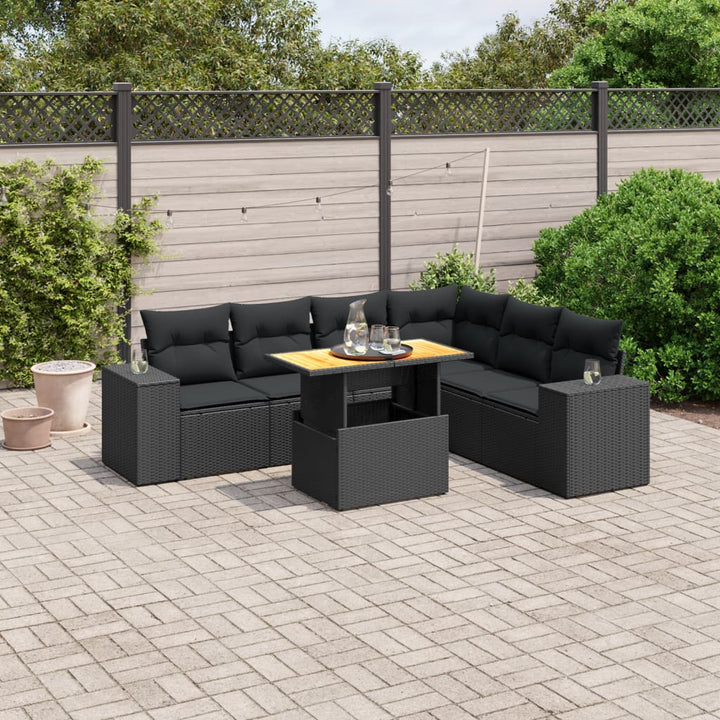 Set Canapele De Grădină Cu Perne, 7 Piese, , Poliratan