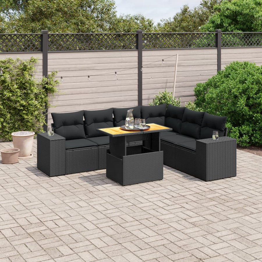 Set Canapele De Grădină Cu Perne, 7 Piese, , Poliratan