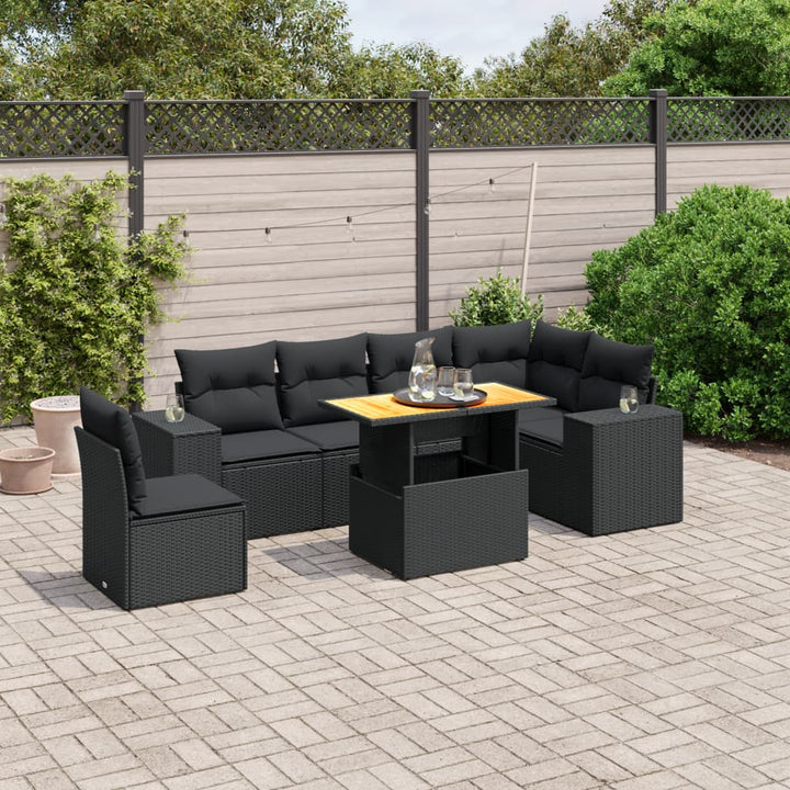 Set Canapele De Grădină Cu Perne, 7 Piese, , Poliratan
