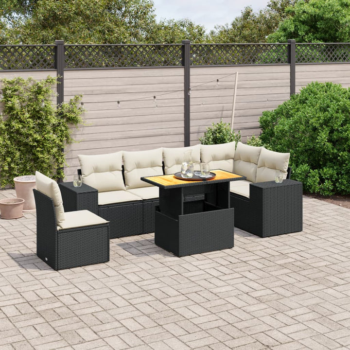 Set Canapele De Grădină Cu Perne, 7 Piese, , Poliratan
