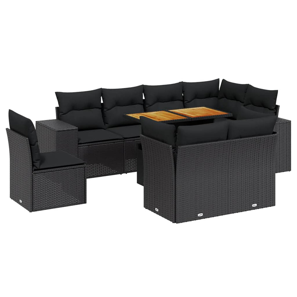 Set Mobilier De Grădină Cu Perne, 9 Piese, , Poliratan