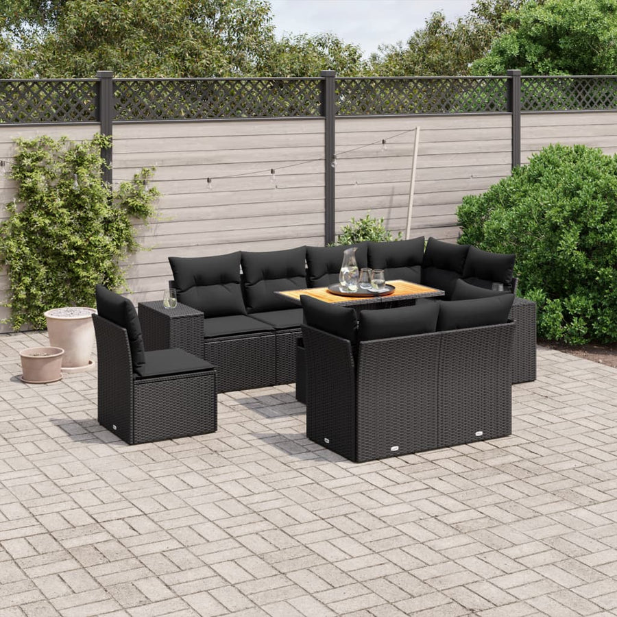 Set Mobilier De Grădină Cu Perne, 9 Piese, , Poliratan