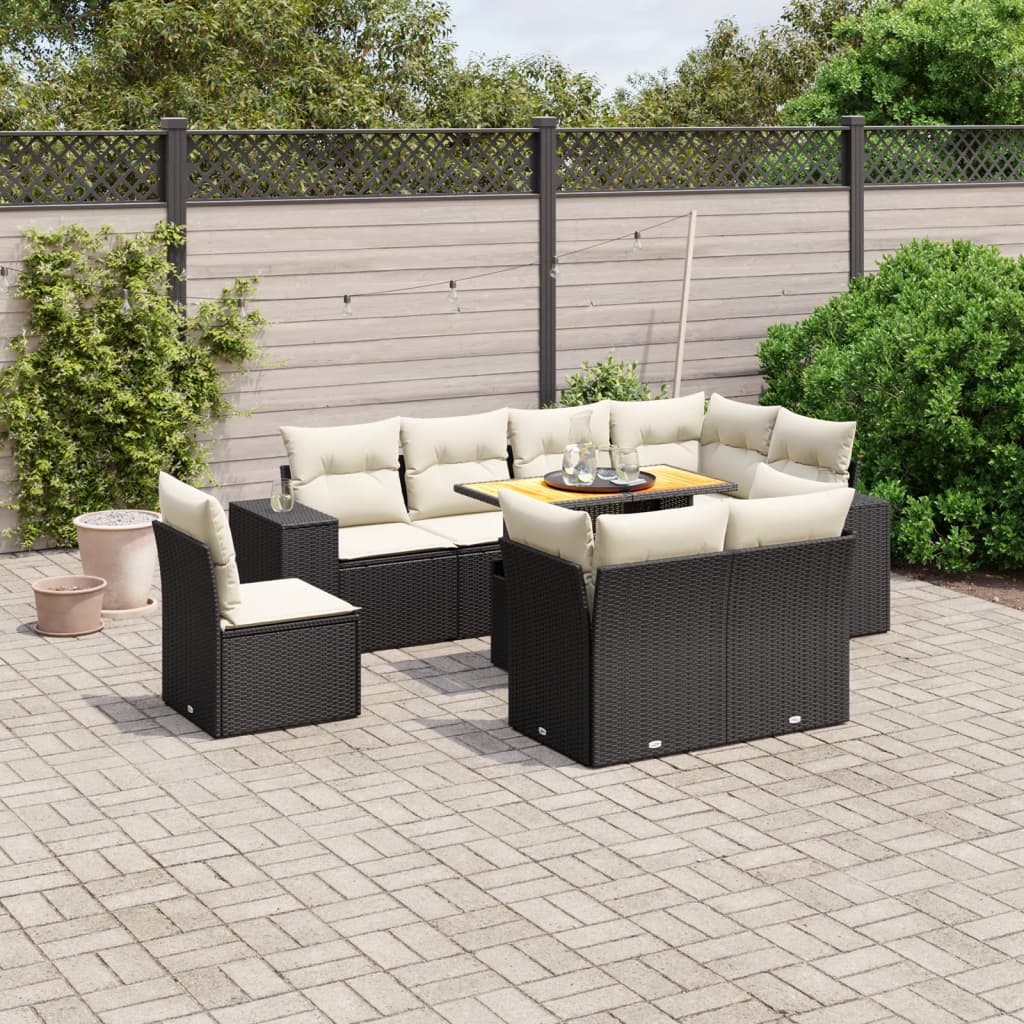 Set Mobilier De Grădină Cu Perne, 9 Piese, , Poliratan