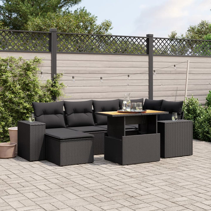 Set Canapele De Grădină Cu Perne, 7 Piese, , Poliratan