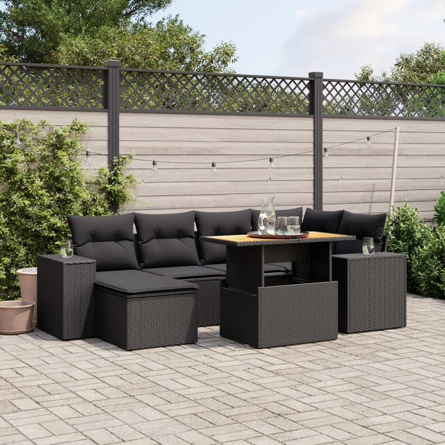 Set Canapele De Grădină Cu Perne, 7 Piese, , Poliratan