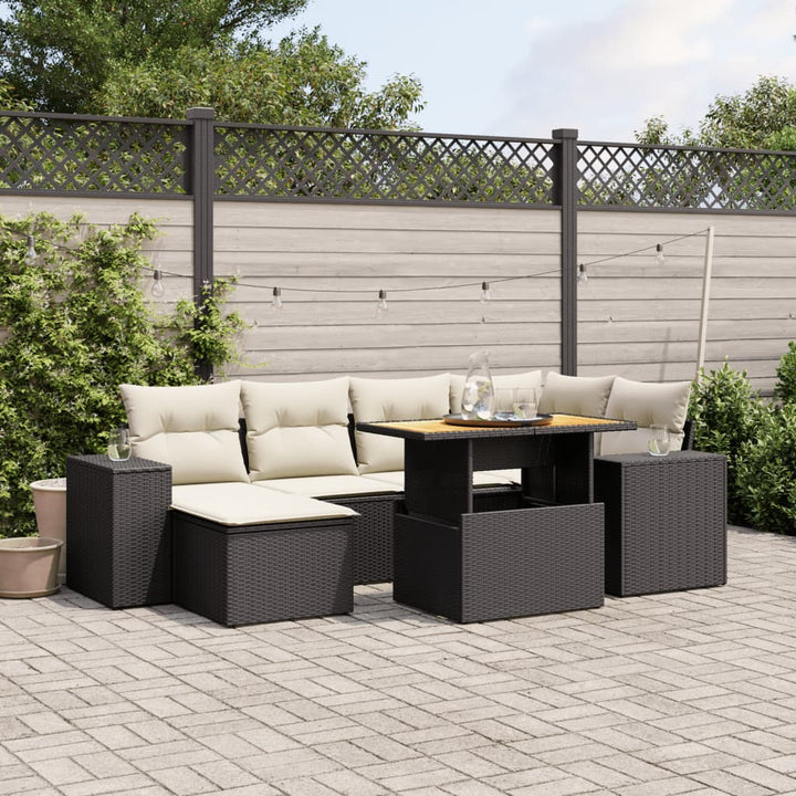 Set Canapele De Grădină Cu Perne, 7 Piese, , Poliratan