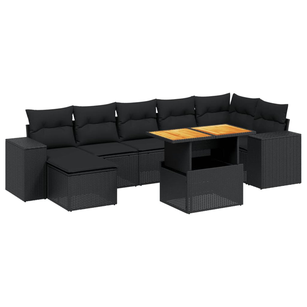 Set Mobilier De Grădină Cu Perne, 8 Piese, , Poliratan