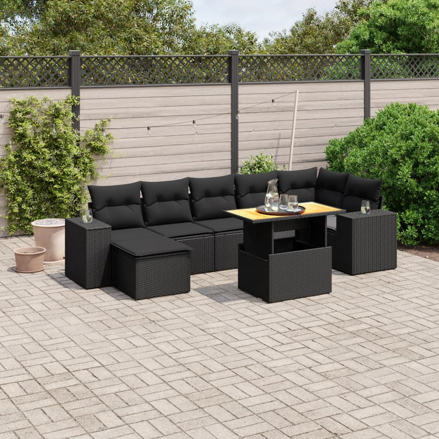 Set Mobilier De Grădină Cu Perne, 8 Piese, , Poliratan