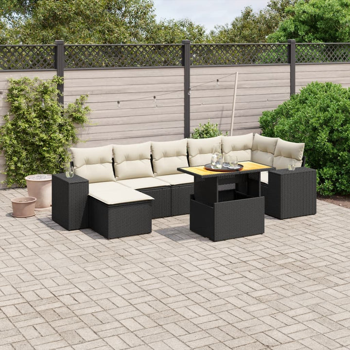Set Mobilier De Grădină Cu Perne, 8 Piese, , Poliratan