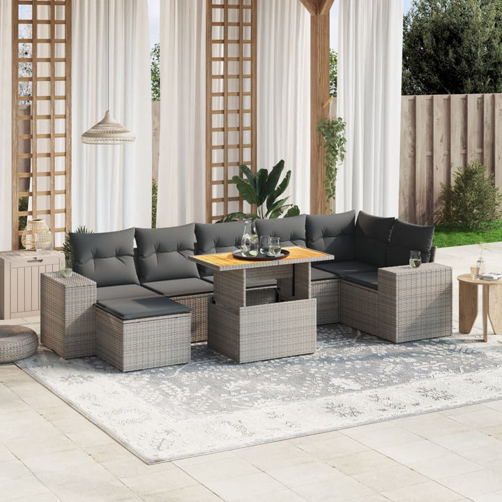 Set Mobilier De Grădină Cu Perne, 8 Piese, , Poliratan