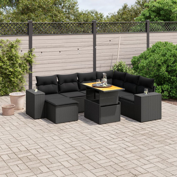 Set Mobilier De Grădină Cu Perne, 8 Piese, , Poliratan