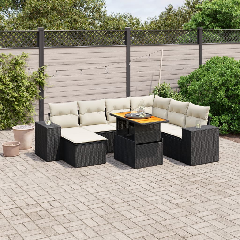 Set Mobilier De Grădină Cu Perne, 8 Piese, , Poliratan