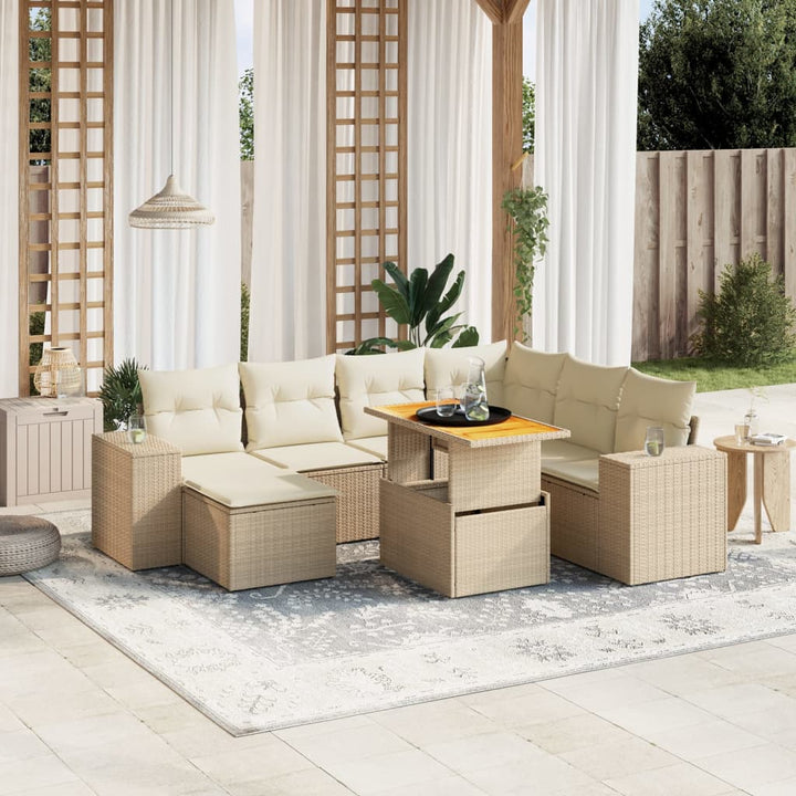 Set Mobilier De Grădină Cu Perne, 8 Piese, , Poliratan