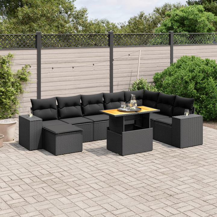 Set Canapele De Grădină, 9 Piese, Cu Perne, , Poliratan