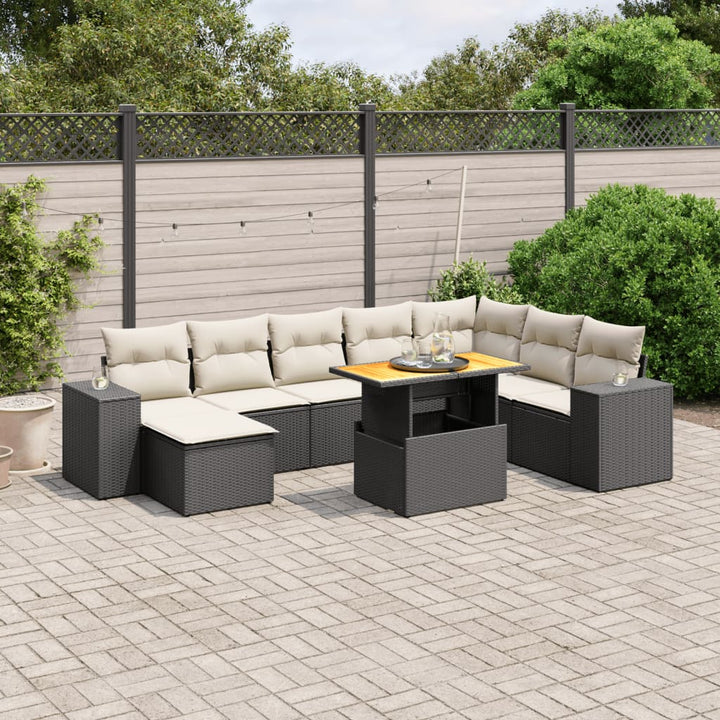 Set Canapele De Grădină, 9 Piese, Cu Perne, , Poliratan