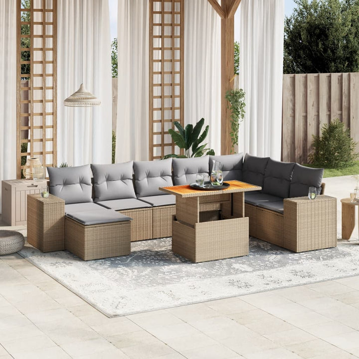 Set Canapele De Grădină, 9 Piese, Cu Perne, , Poliratan