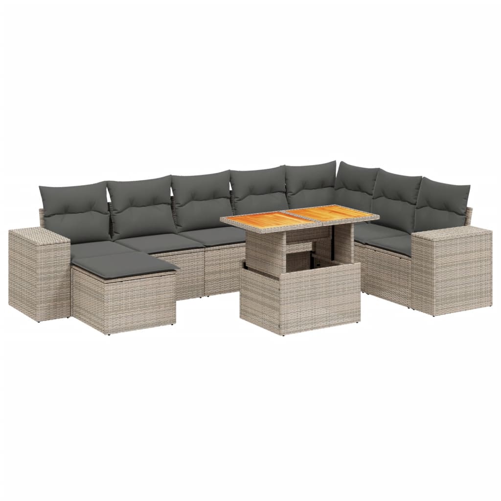 Set Canapele De Grădină, 9 Piese, Cu Perne, , Poliratan