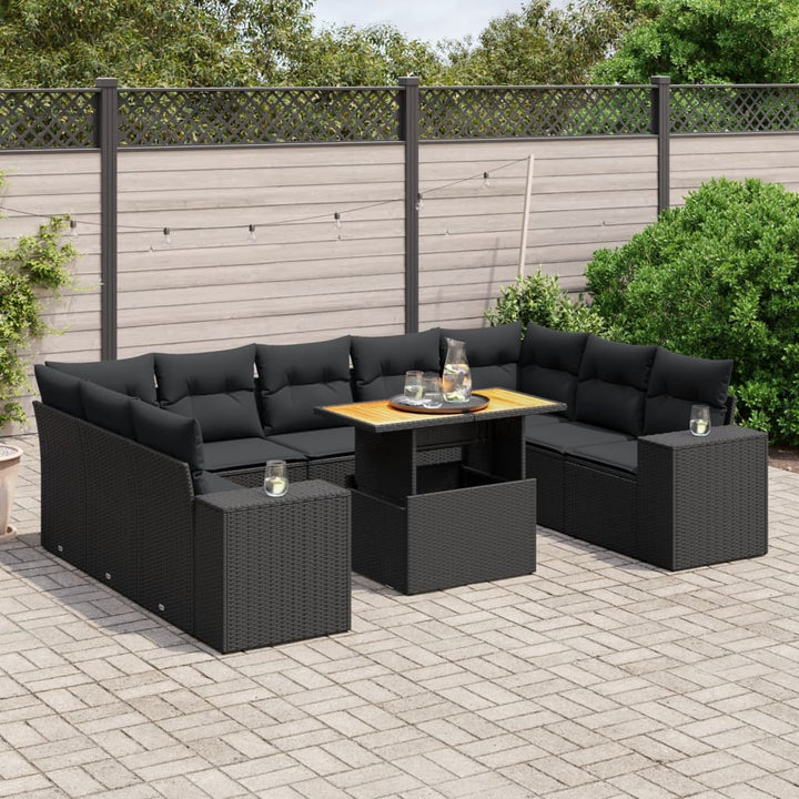 Set Mobilier De Grădină Cu Perne, 10 Piese, Gri, Poliratan