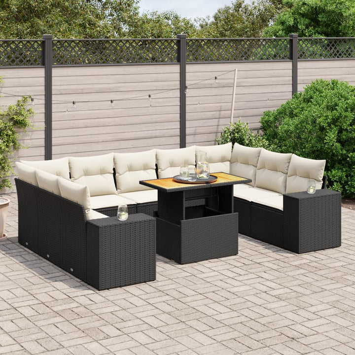 Set Mobilier De Grădină Cu Perne, 10 Piese, Gri, Poliratan