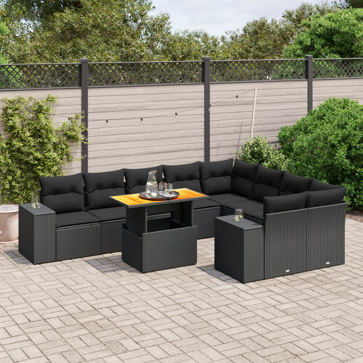 Set Mobilier De Grădină Cu Perne, 10 Piese, Gri, Poliratan