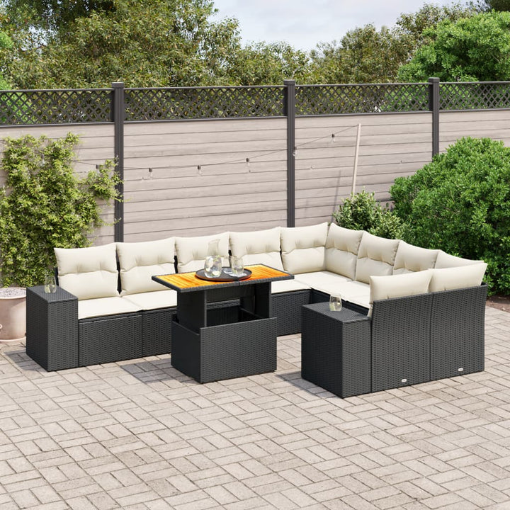 Set Mobilier De Grădină Cu Perne, 10 Piese, Gri, Poliratan