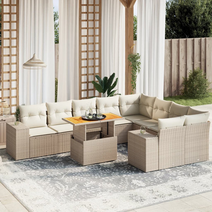Set Mobilier De Grădină Cu Perne, 10 Piese, Gri, Poliratan