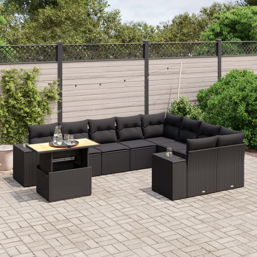 Set Mobilier De Grădină Cu Perne, 10 Piese, Gri, Poliratan