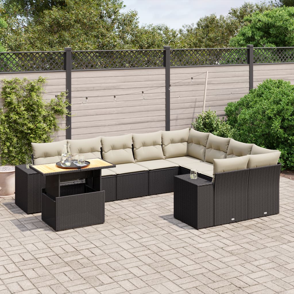 Set Mobilier De Grădină Cu Perne, 10 Piese, Gri, Poliratan