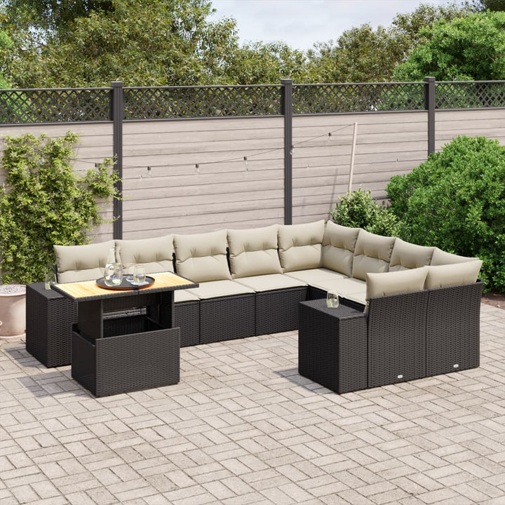 Set Mobilier De Grădină Cu Perne, 10 Piese, Gri, Poliratan