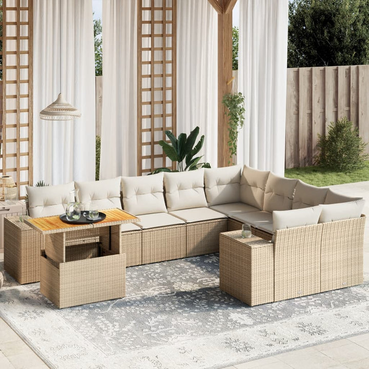 Set Mobilier De Grădină Cu Perne, 10 Piese, Gri, Poliratan