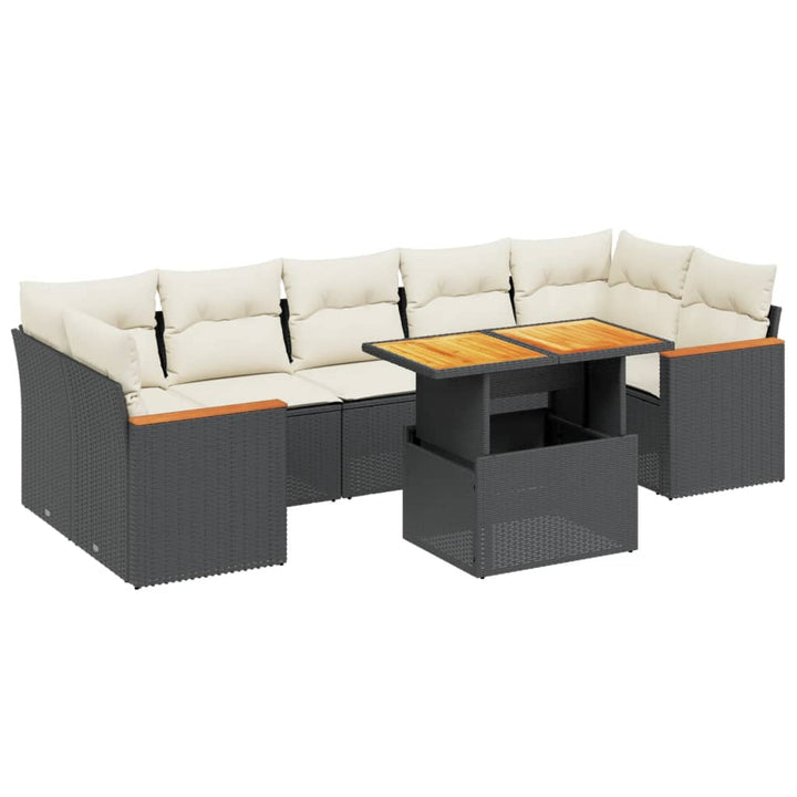 Set Mobilier De Grădină Cu Perne, 8 Piese, Negru, Poliratan