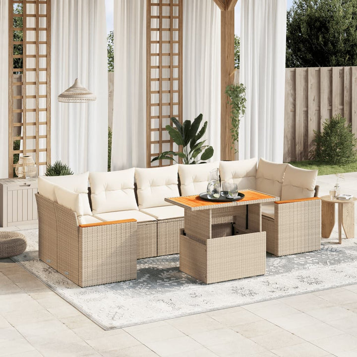 Set Mobilier De Grădină Cu Perne, 8 Piese, Negru, Poliratan
