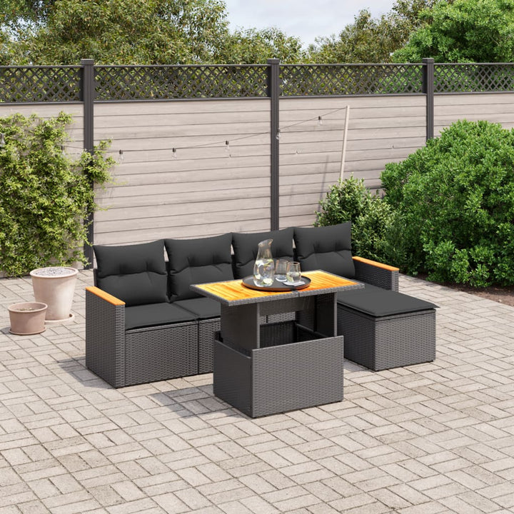 Set Mobilier Grădină Cu Perne, 6 Piese, , Poliratan