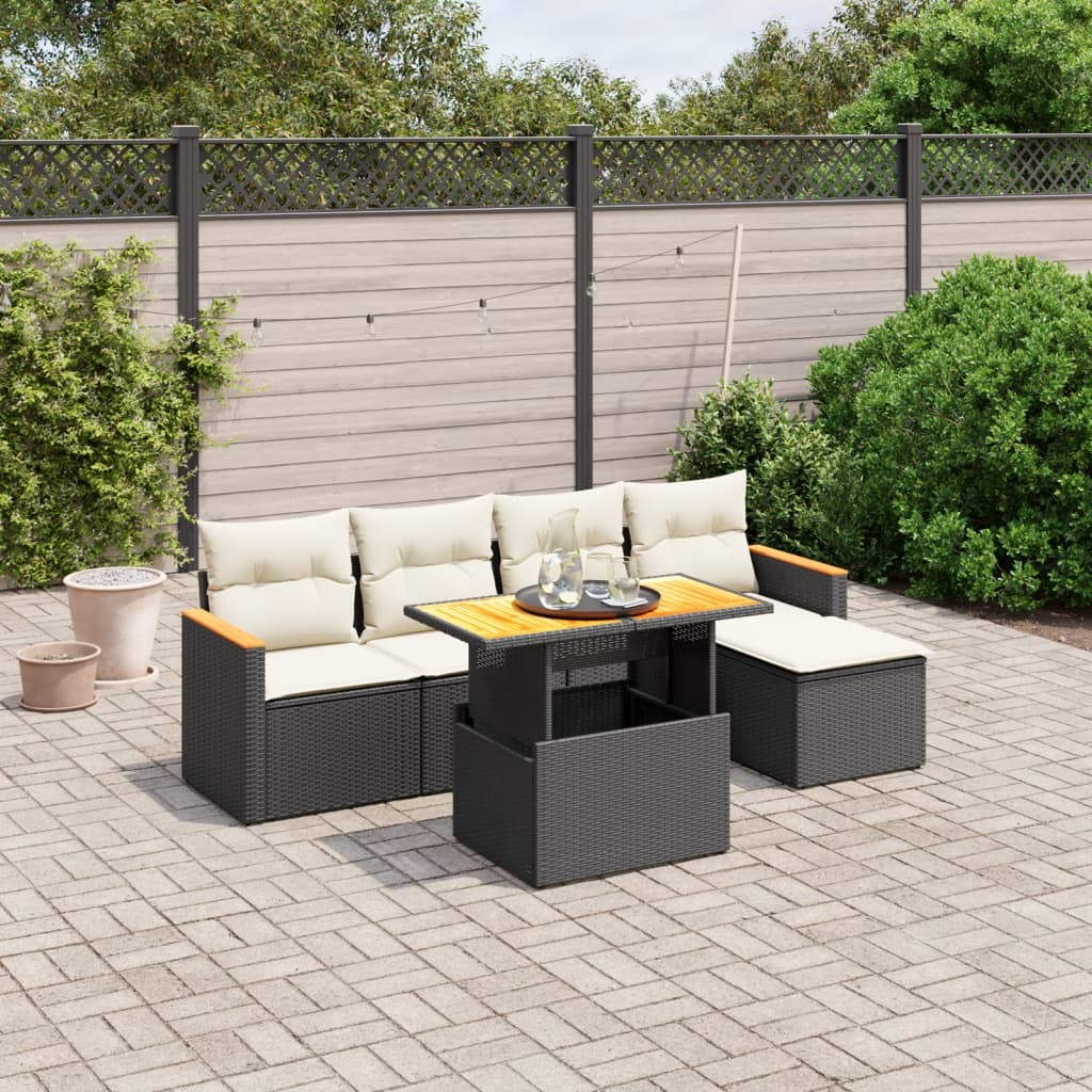 Set Mobilier Grădină Cu Perne, 6 Piese, , Poliratan